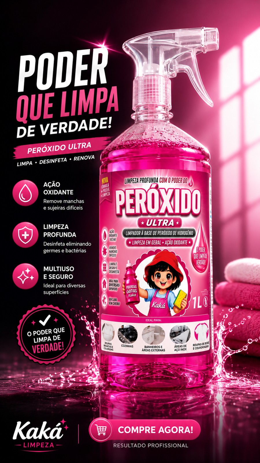 Peróxido Ultra Kaká, limpador à base de peróxido de hidrogênio